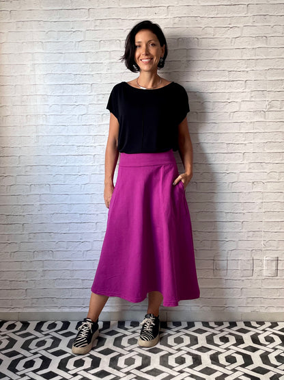 Saia Rodada Moletom com bolsos (Violeta)