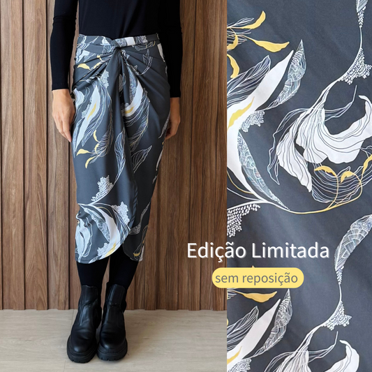Saia Transpassada Estampa Botânica - Collab Mai Style & Lanó