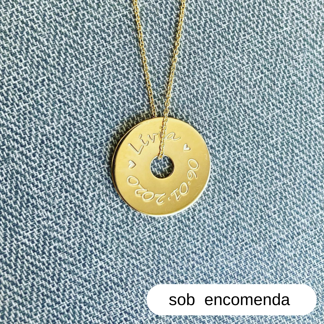 Corrente com Pingente Personalizado em PRATA 925 banhado a ouro18k