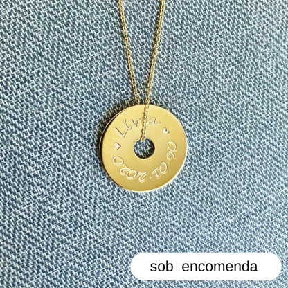 Corrente com Pingente Personalizado em PRATA 925 banhado a ouro18k