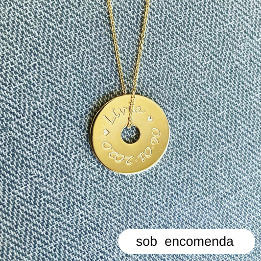 Corrente com Pingente Personalizado em PRATA 925 banhado a ouro18k