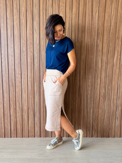 Blusa Básica Delícia em Viscolycra Azul Marinho