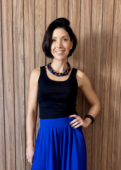 Regata Canelada Decote Redondo - Preta