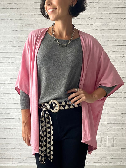 Kimono em Viscolinho Rosa Flamingo