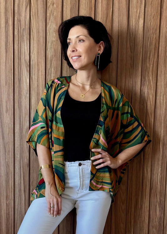 Kimono em Viscose Energia Tropical Verde - Maira da Mai Style