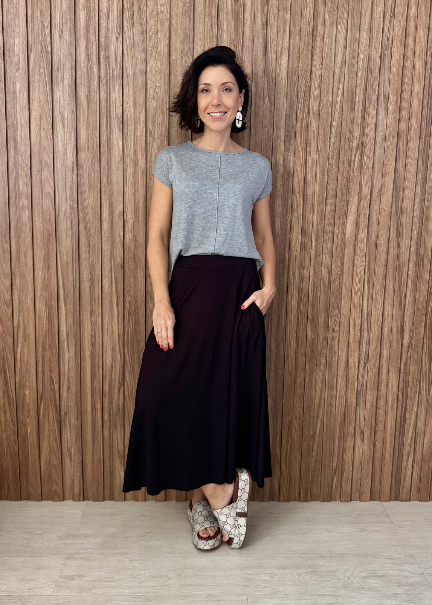 Blusa Básica Delícia em Viscolycra (Cinza Mescla)