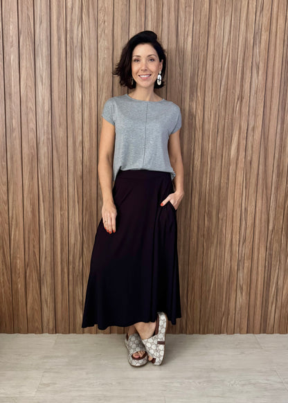 Blusa Básica Delícia em Viscolycra (Cinza Mescla)