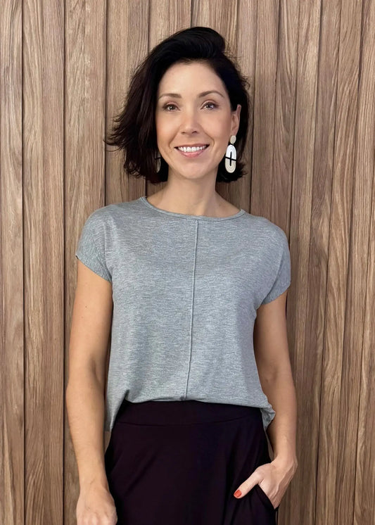 Blusa Básica Delícia em Viscolycra (Cinza Mescla) - Maira da Mai Style