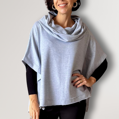 Poncho Reto de Moletom (Cinza Mescla)