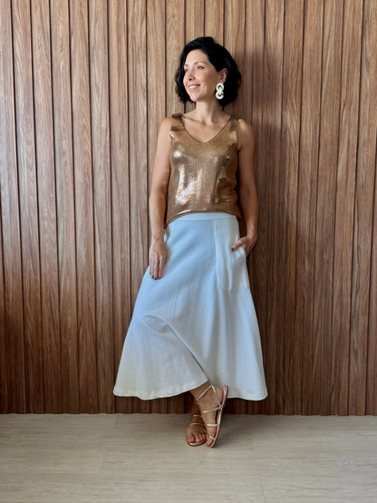 Regata Tricot Metalizado - Dourado - Maira da Mai Style