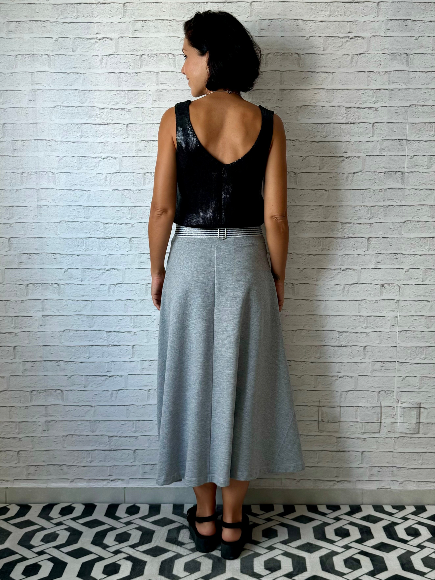 Regata Tricot Metalizado - Preta