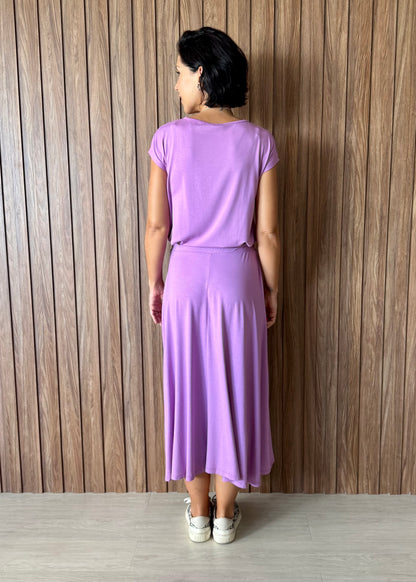 Saia Rodada em Viscolycra com bolsos (Lavanda)
