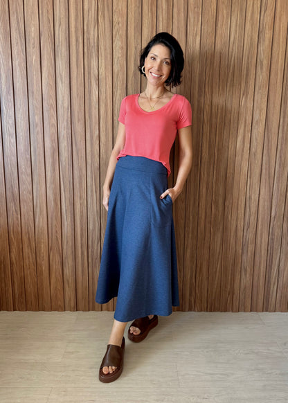 T-shirt gola V Coral