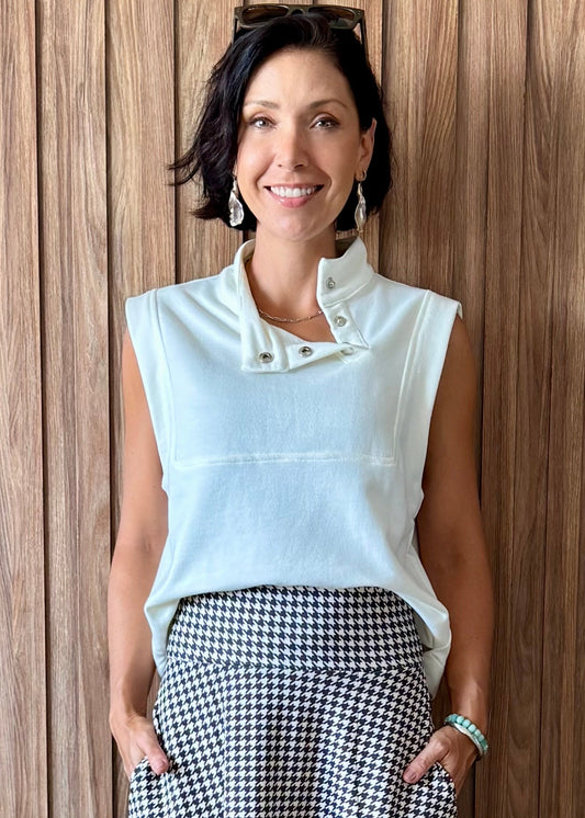 Colete Moletom com botões - Off White