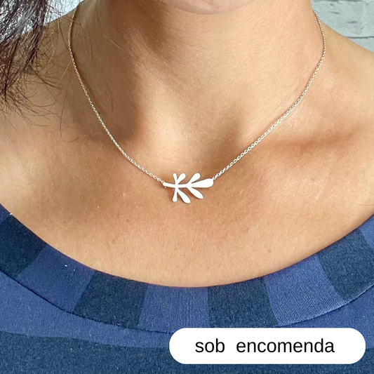 Colar Mini Folha Arruda em PRATA 925