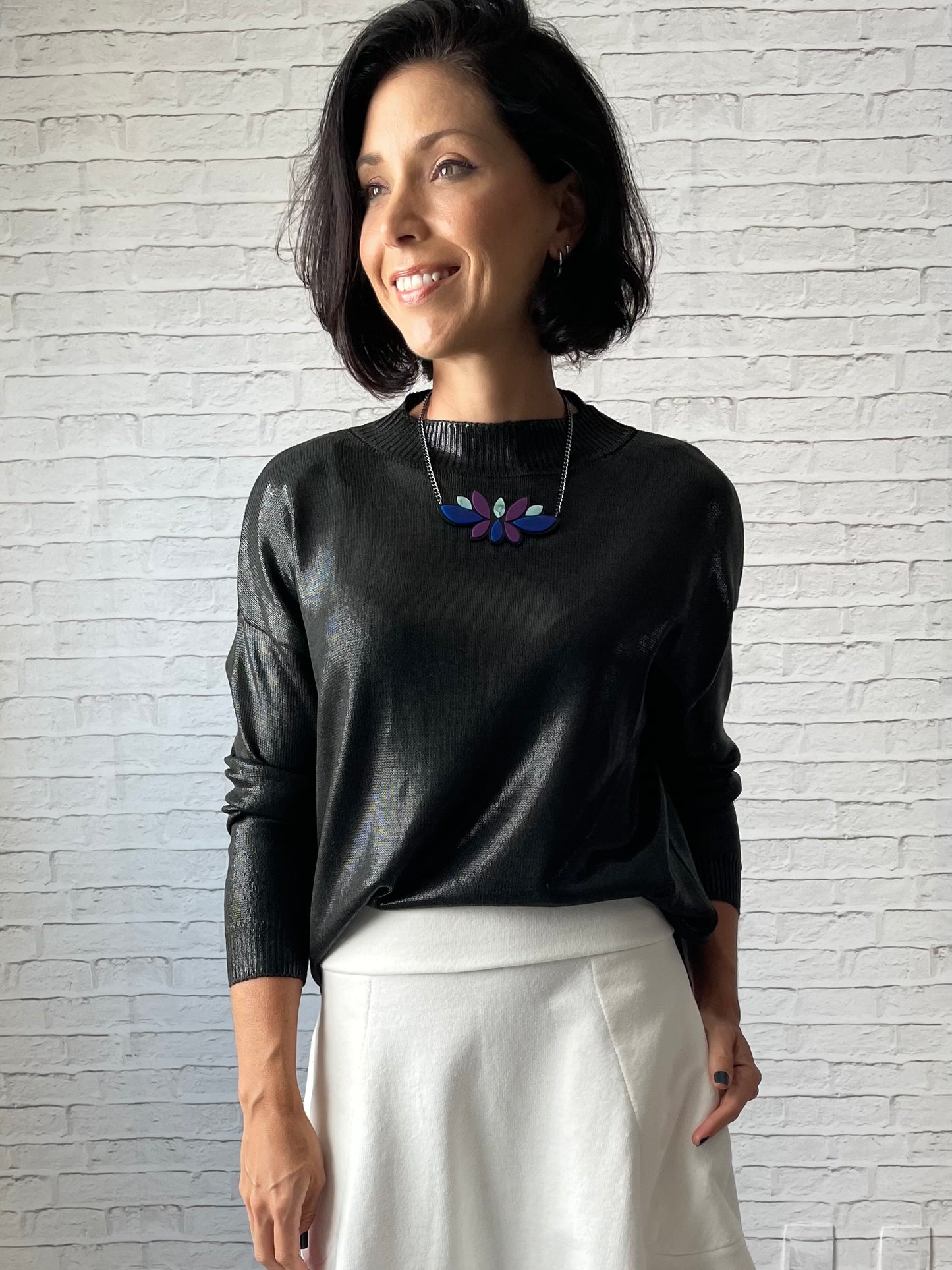 Blusa Tricot Metalizado - Preto