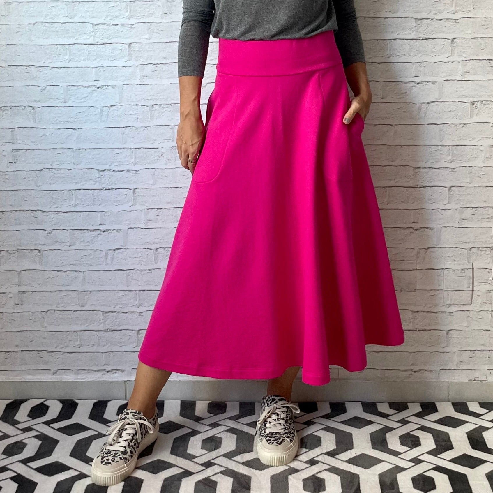 Saia Rodada Moletom com bolsos (Pink)