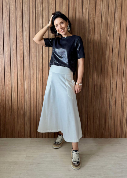 Camiseta Tricot Metalizado - Preta