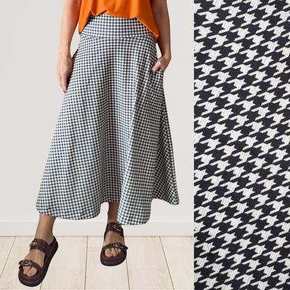 Saia Rodada Moletinho com bolsos (Pied de Poule)