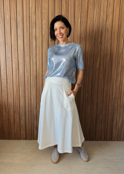 Camiseta Tricot Metalizado - Milky Blue