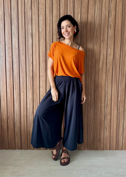 Blusa Quadrada Gola Ampla - Tangerina