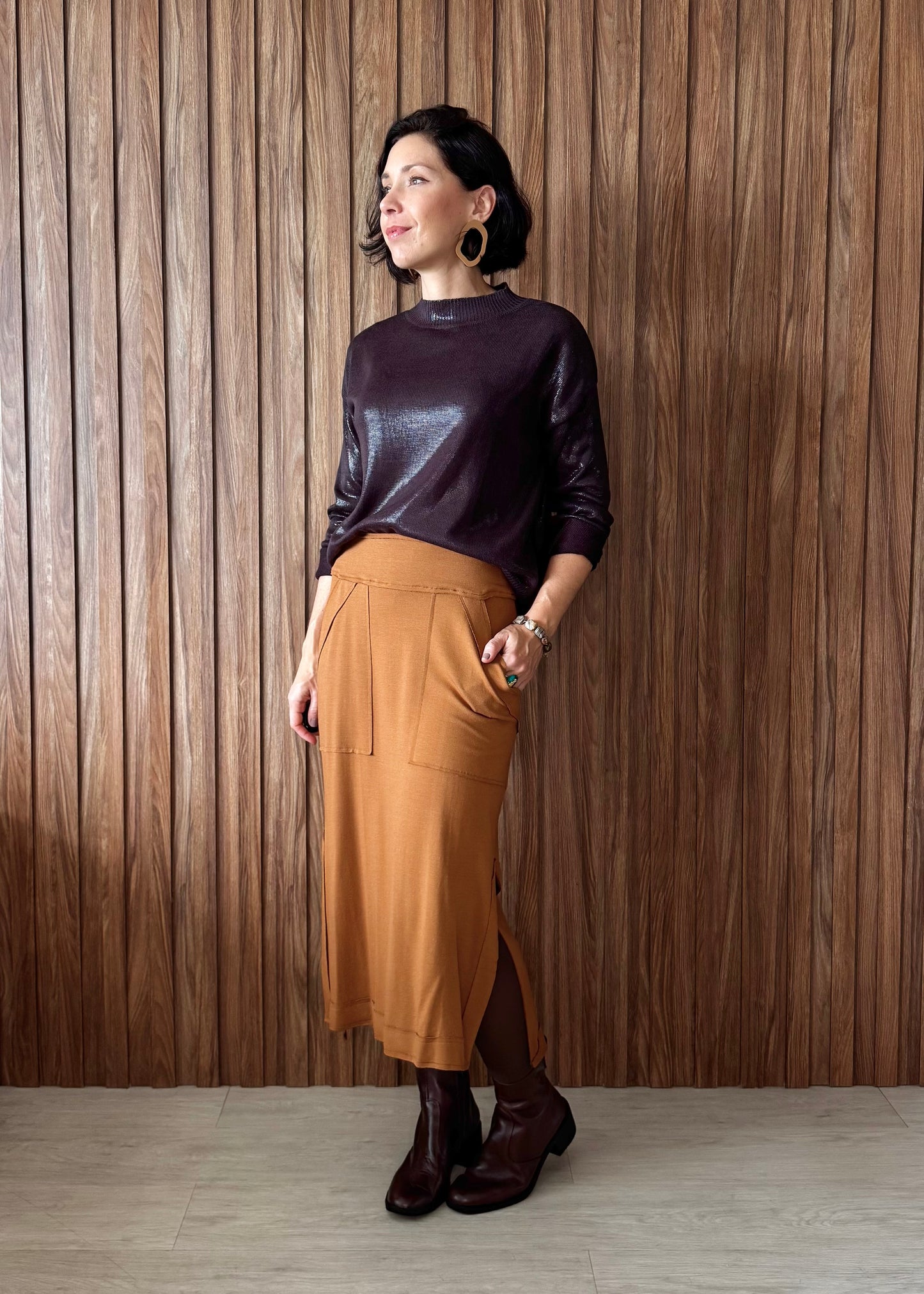 Blusa Tricô Metalizado - Açaí
