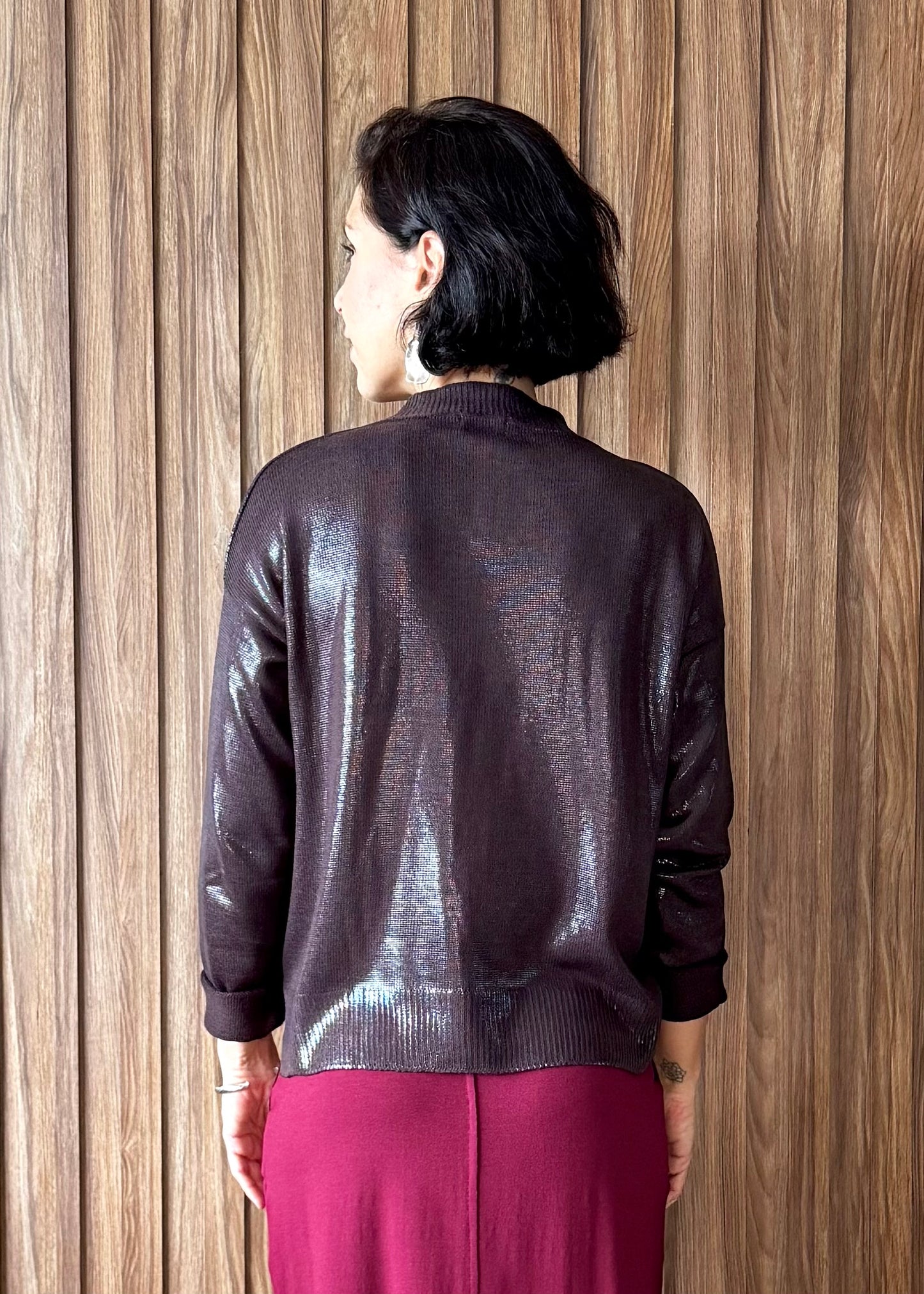 Blusa Tricô Metalizado - Açaí