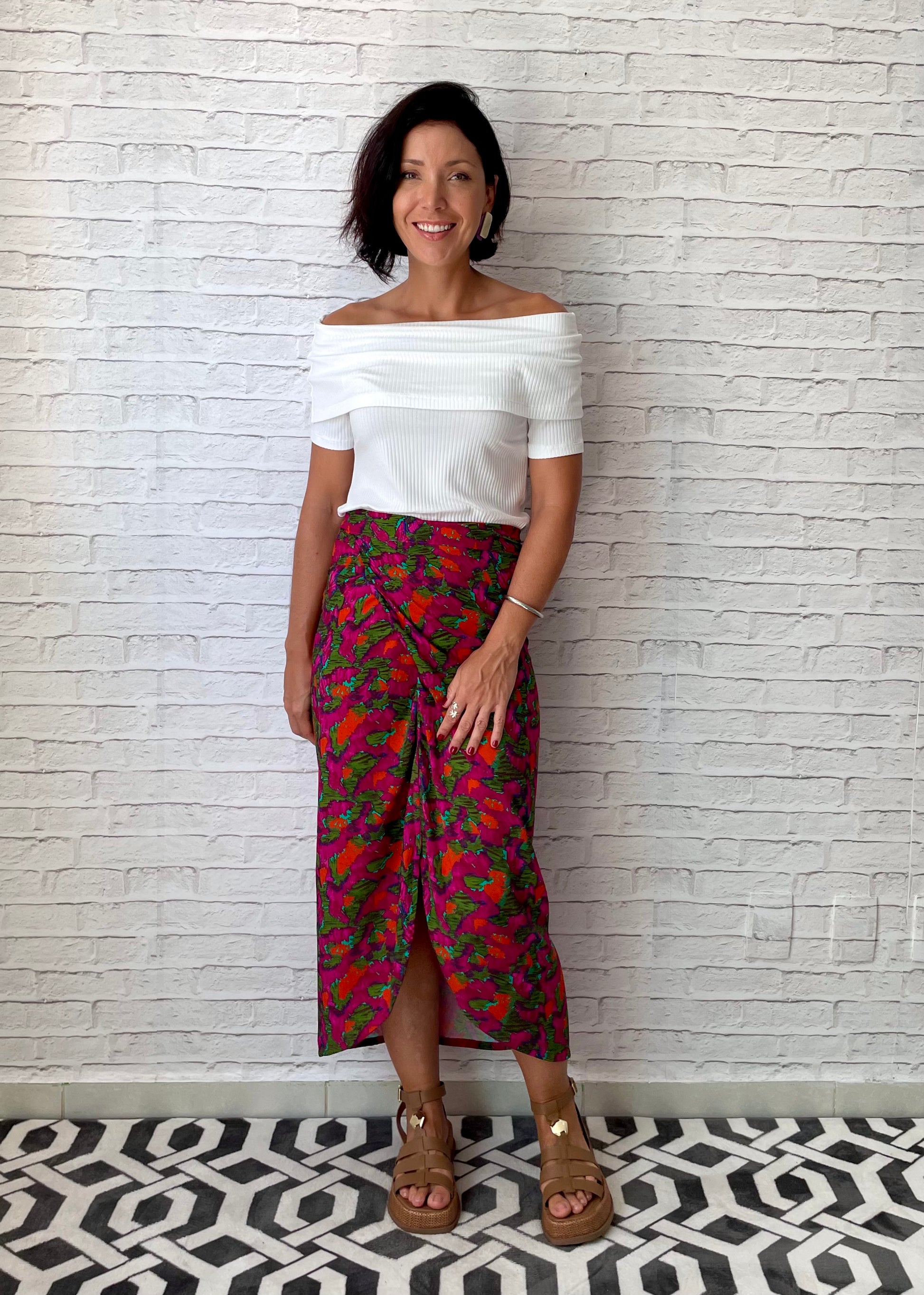 Saia transpassada online de viscose