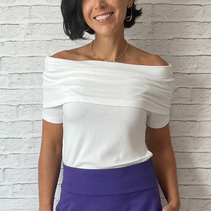 Blusa com Gola Ombro a Ombro - Branca
