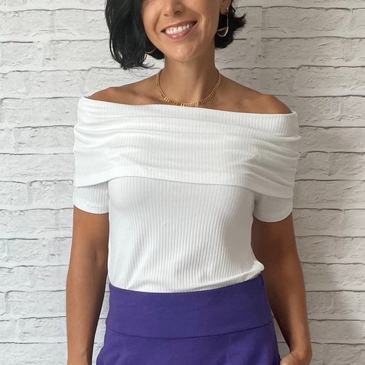 Blusa com Gola Ombro a Ombro - Branca