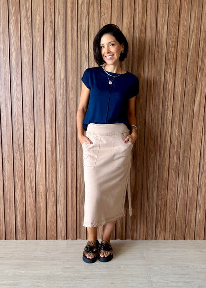 Blusa Básica Delícia em Viscolycra Azul Marinho