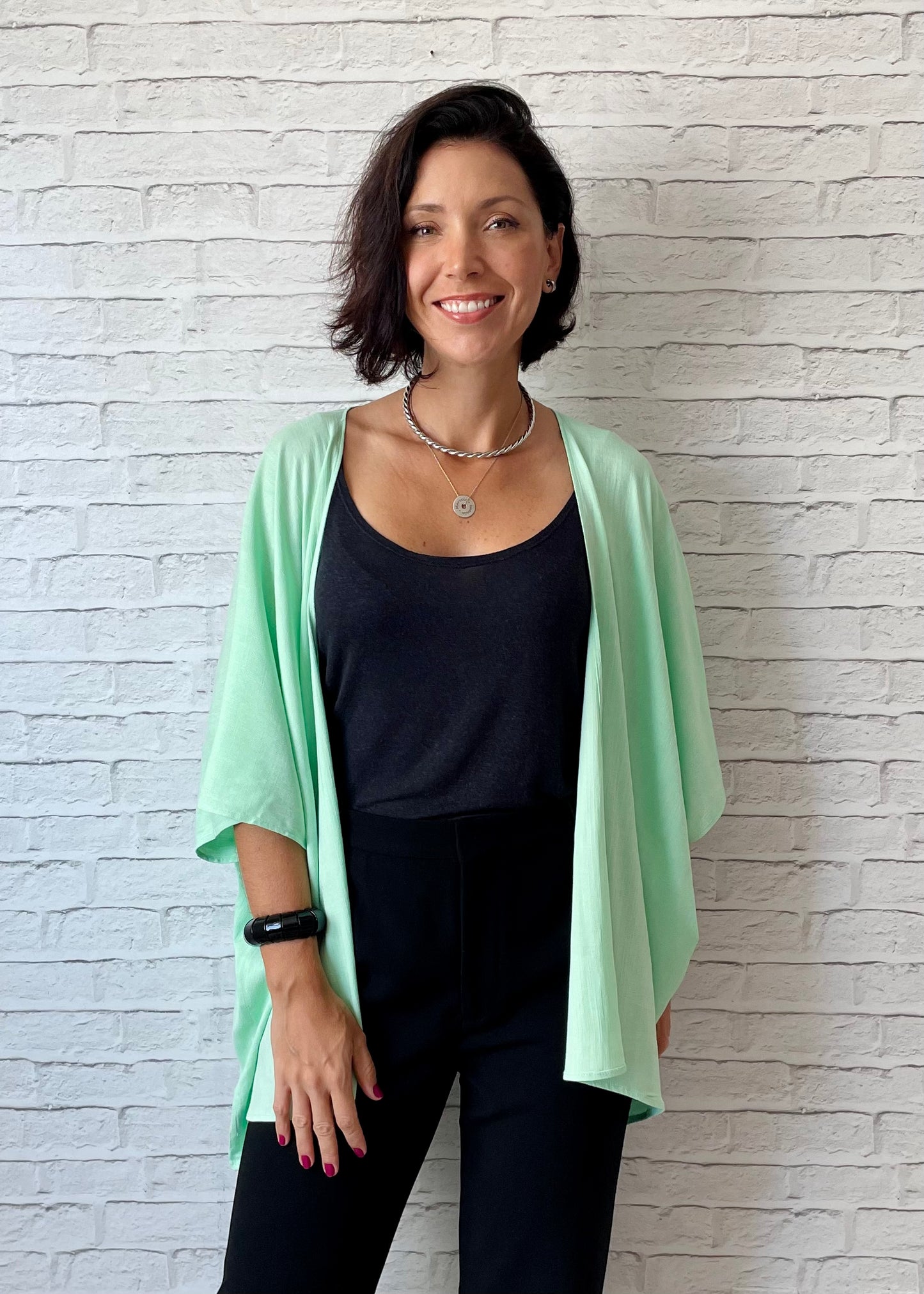 Kimono em Viscolinho Verde Menta