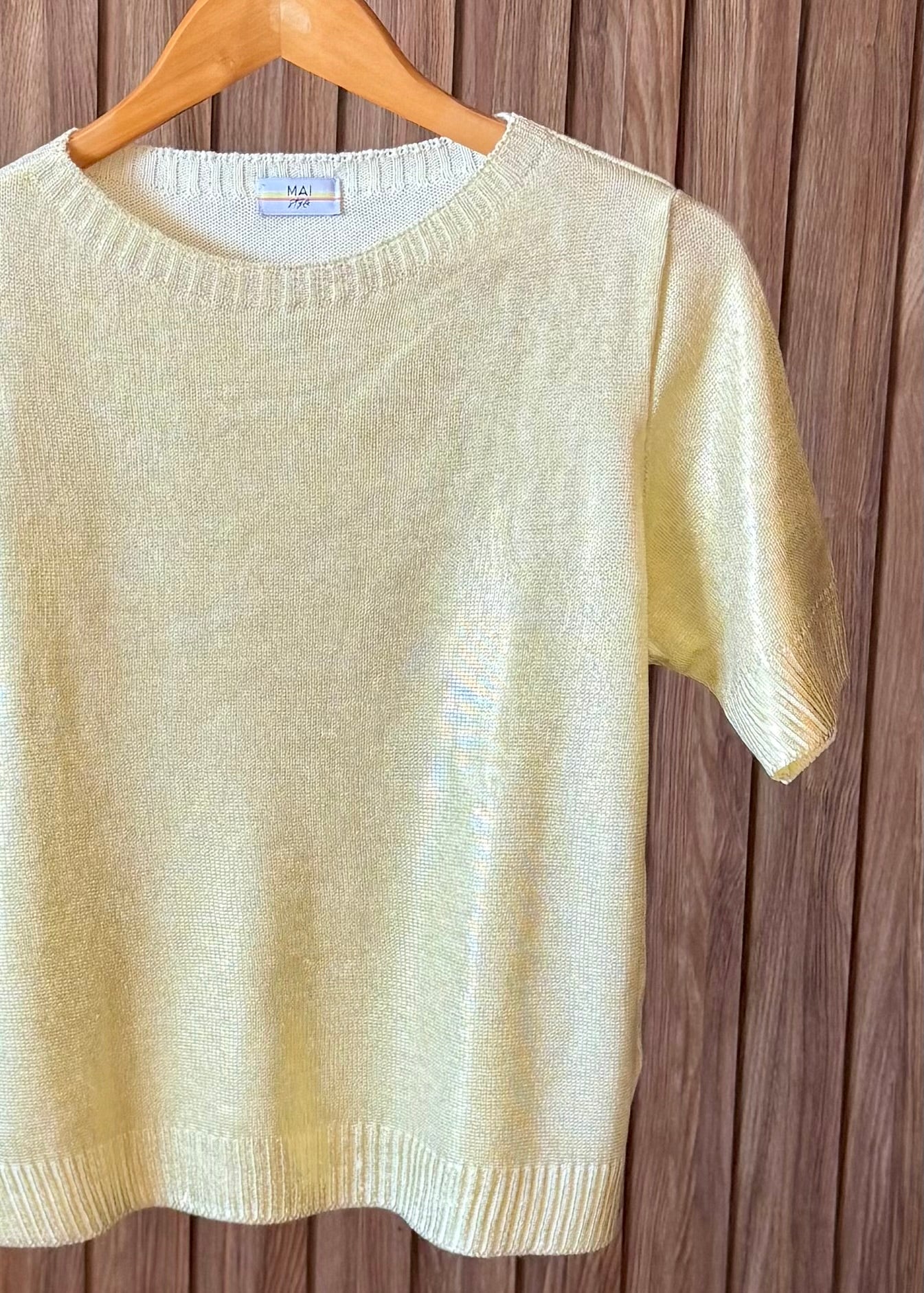 Camiseta Tricot Metalizado - Amarelo Candy