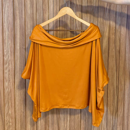 Blusa Golão Oversized em Suede Ecológico - Ocre
