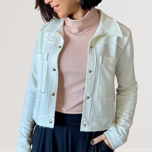 Jaqueta em Moletom - Off White