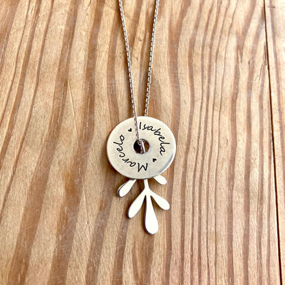 Conjunto Proteção: corrente com Pingente Personalizável + Pingente Arruda (em PRATA 925)