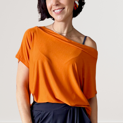 Blusa Quadrada Gola Ampla - Tangerina