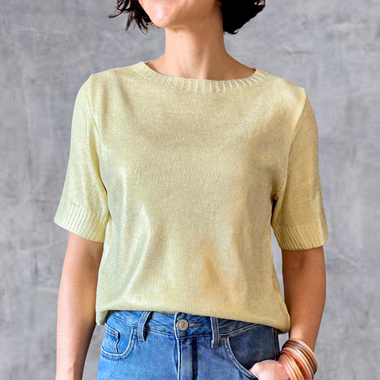Camiseta Tricot Metalizado - Amarelo Candy