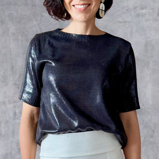 Camiseta Tricot Metalizado - Preta