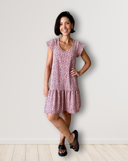 Vestido curto com detalhe em nó nas costas (rosê de oncinha)