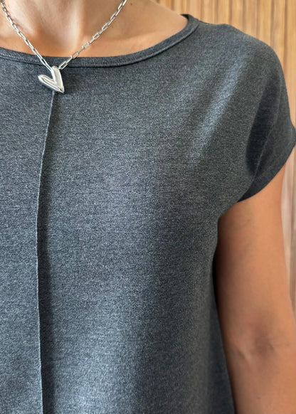 Blusa Básica Delícia em Viscolycra Grafite 