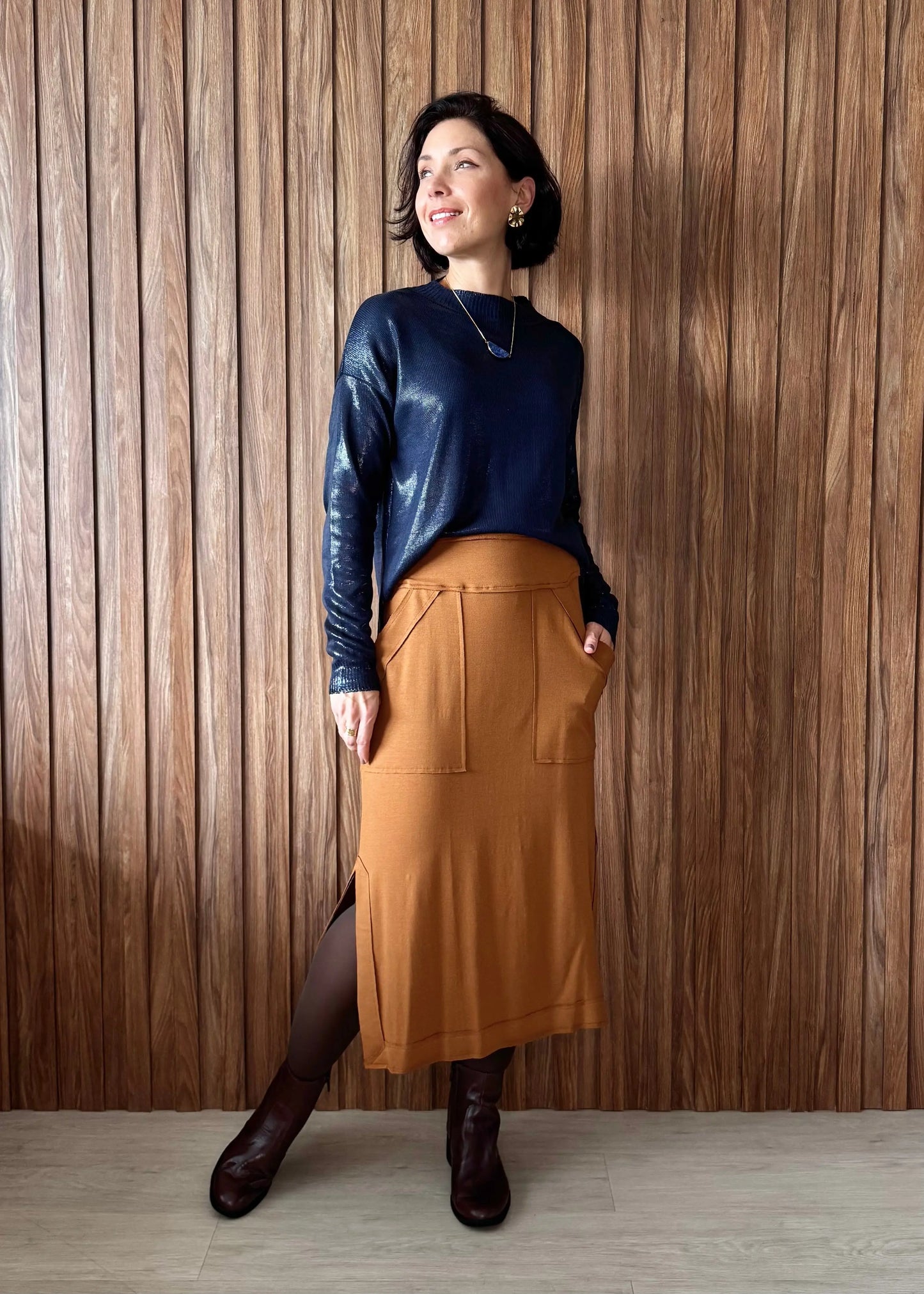 Blusa Tricô Metalizado - Azul 