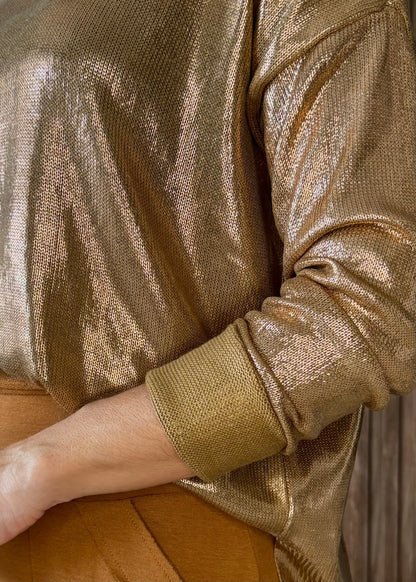 Blusa Tricô Metalizado - Dourada 