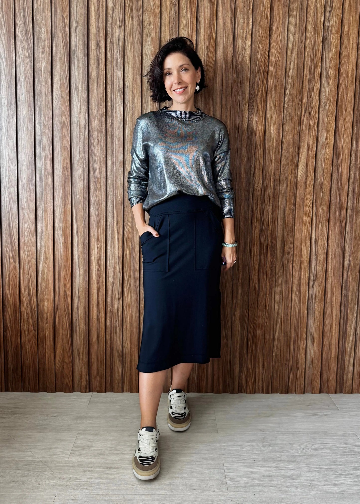 Blusa Tricô Metalizado - Prateada 
