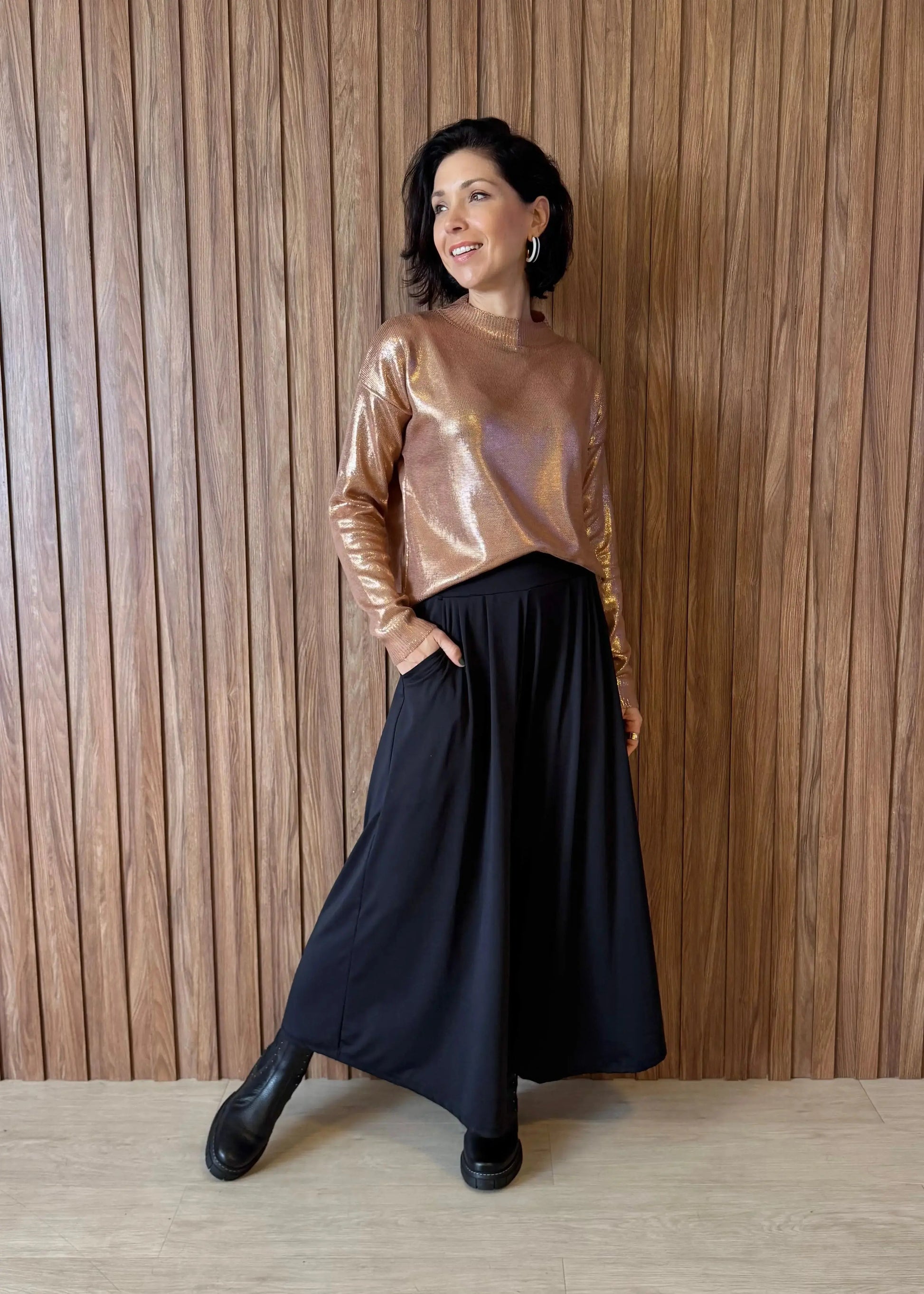 Blusa Tricot Metalizado - Dourada - Maira da Mai Style
