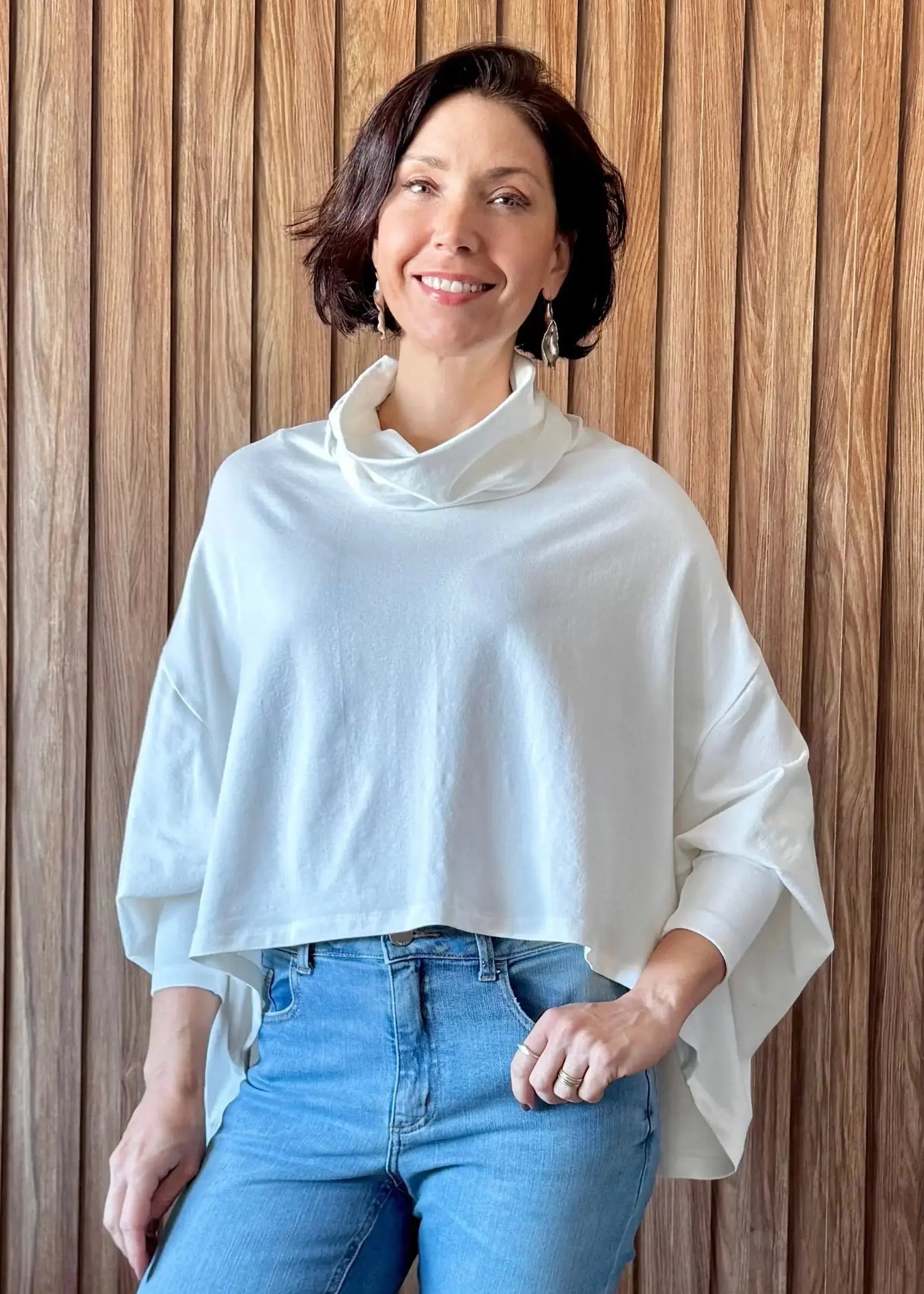 Blusa ampla em Moletinho com elastano - Off White