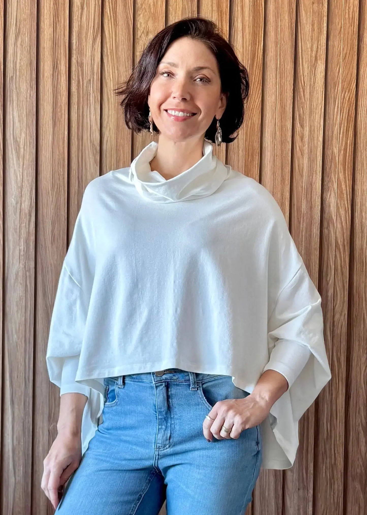 Blusa ampla em Moletinho com elastano - Off White 