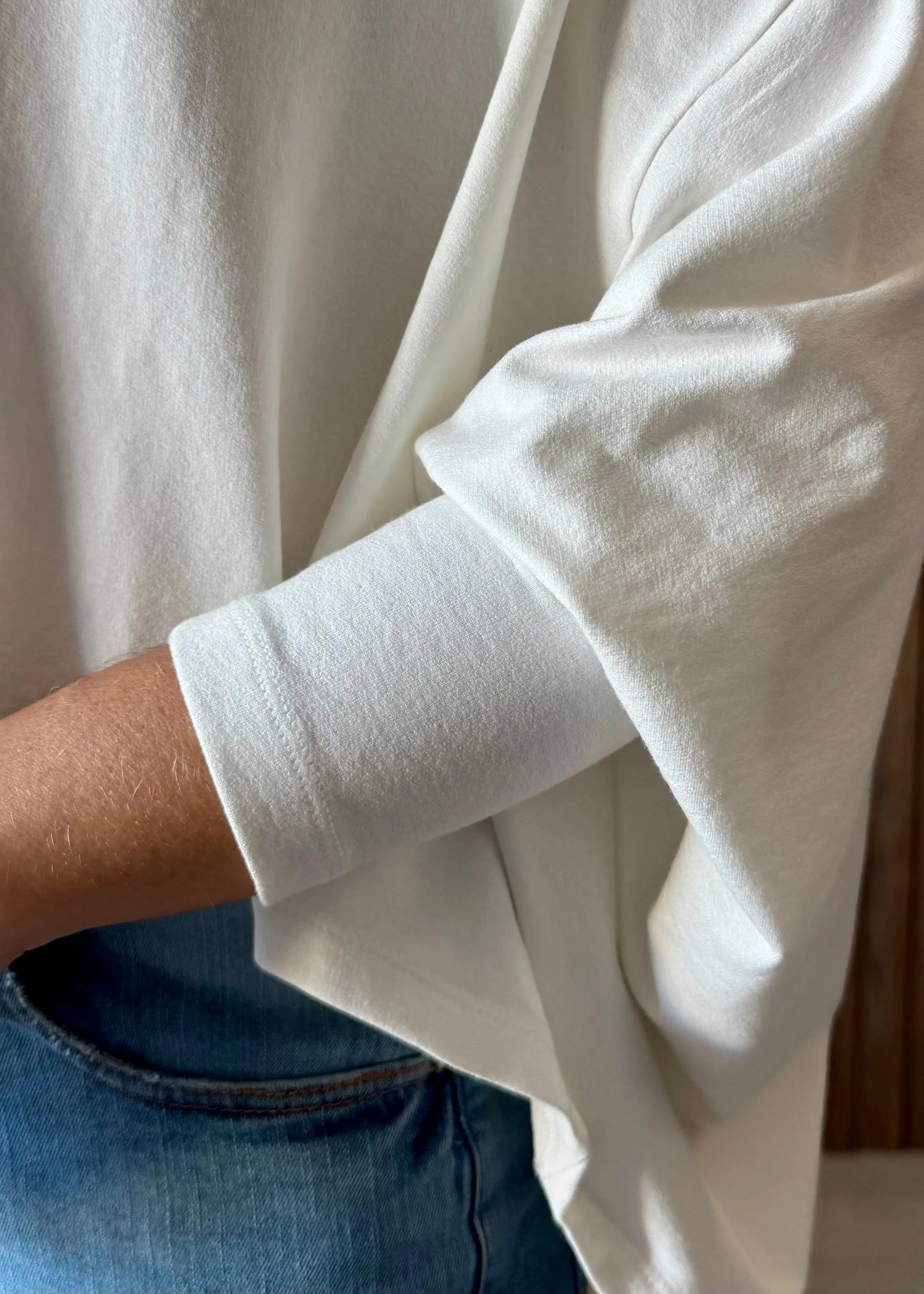 Blusa ampla em Moletinho com elastano - Off White 