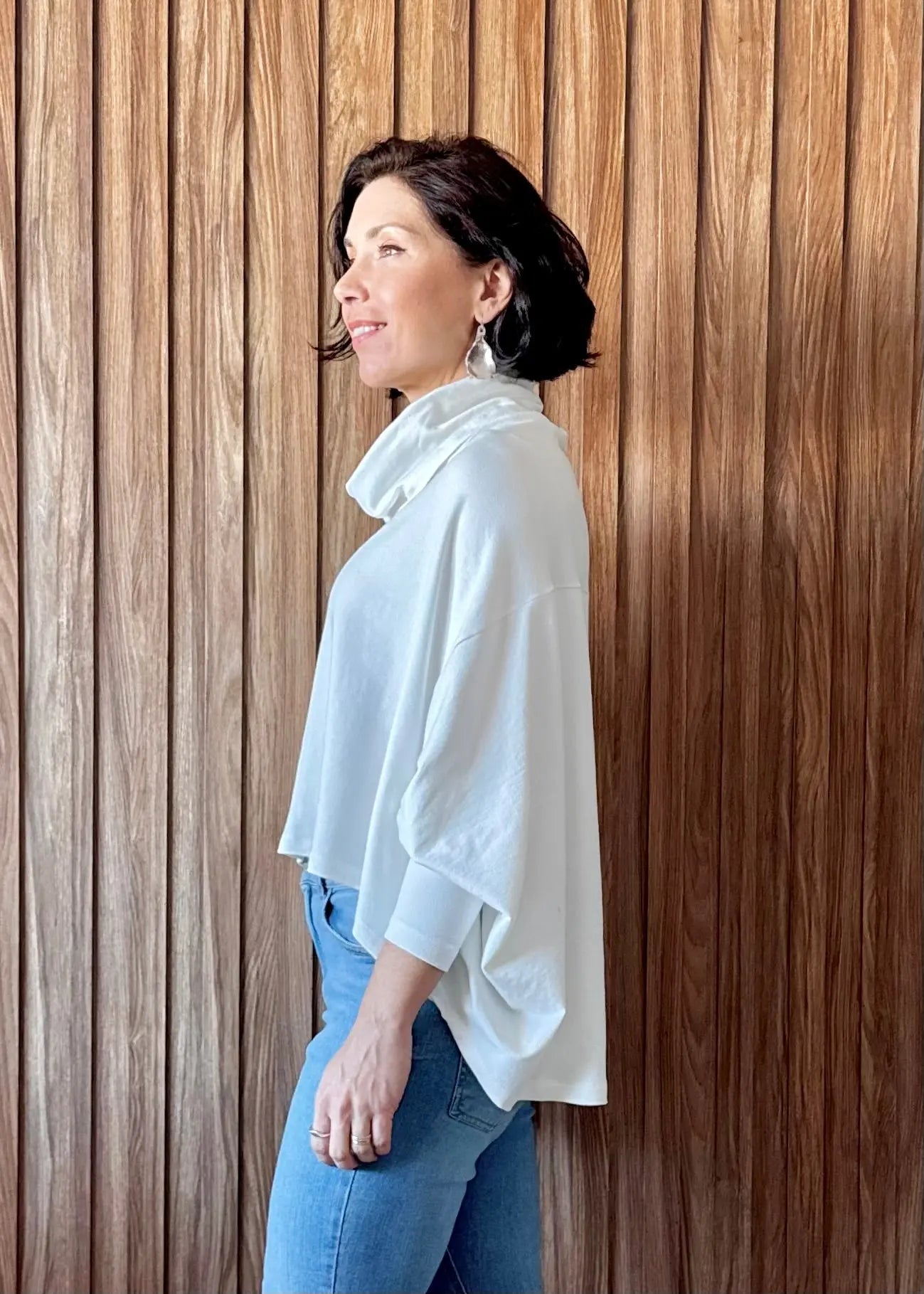Blusa ampla em Moletinho com elastano - Off White 