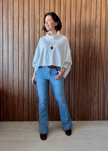 Blusa ampla em Moletinho com elastano - Off White 